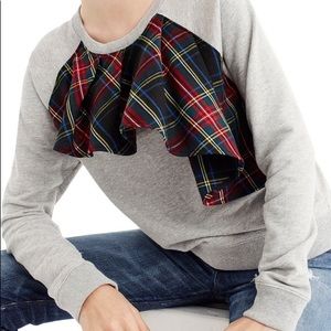 NWT J. Crew woman’s tartan ruffled sweatshirt